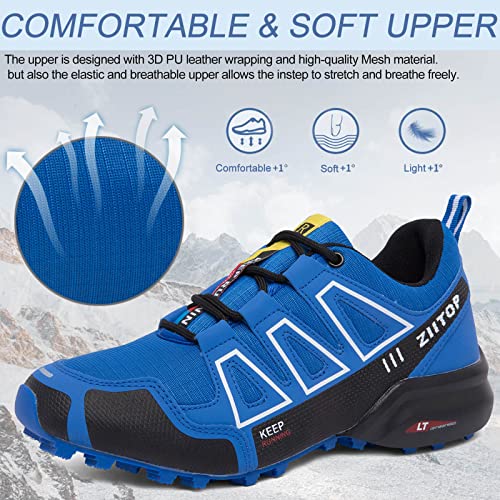 Zapatillas Trekking Hombre Impermeable Zapatillas Trail Running Hombre Ligero Antideslizantes Zapatos de Senderismo Hombre Zapatillas Correr Calzado Deporte Azul 42 EU