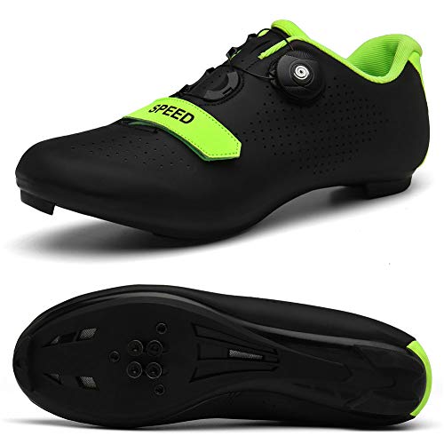 Zapatos de ciclismo para hombre de bicicleta de carretera con zapatos compatibles con pelotón con SPD y Delta para hombres Lock Pedal Bike Shoes, negro (Negro), 45 EU