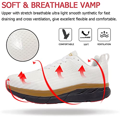 Zapatos para Correr Hombre Mujer Zapatillas de Deportes Tenis Deportivas Running Calzado Carretera Trekking Sneakers Gimnasio Transpirables Casual Montaña Blanco 41 EU