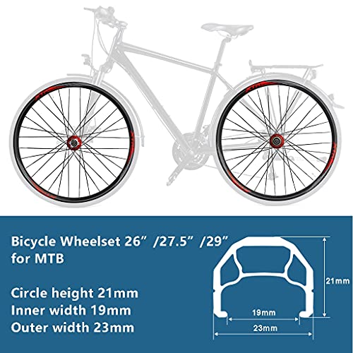 Zatnec Ciclismo Ruedas 26" 27,5" 29" Llantas Bicicleta Montaña con Ruedas MTB Casete Freno Disco Liberación Rápida para 7 8 9 10 11 Velocidad Buje Aleación Aluminio (Size : 26INCH)