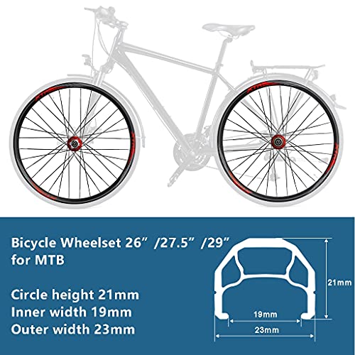 Zatnec Ciclismo Ruedas 26 Pulgadas Juego Ruedas Bicicleta Montaña 27,5" Ruedas Ciclismo Bicicleta MTB Freno Disco Casete Hub Liberación Rápida 29" Llanta Aleación Aluminio 32H (Size : 29INCH)