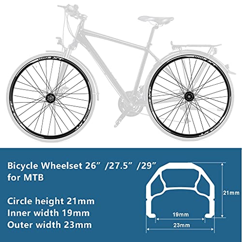 Zatnec Ciclismo Ruedas 26 Pulgadas Juego Ruedas Bicicleta MTB Freno Disco Llanta Rueda Bicicleta Montaña para 7-11 Velocidades Delantero 2 Trasero 4 Rodamientos Liberación Rápida Negro