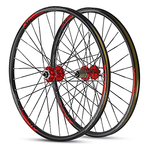 Zatnec Juego de ruedas MTB 26/27.5/29 "Mountain Bike Wheelsets Rim Sealed Bearing 7-11 Speed Cassette Hub Disco Freno Rojo (Tamaño: 27.5 pulgadas)