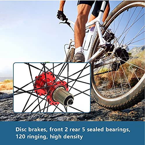 Zatnec Juego de ruedas MTB 26/27.5/29 "Mountain Bike Wheelsets Rim Sealed Bearing 7-11 Speed Cassette Hub Disco Freno Rojo (Tamaño: 29 pulgadas)