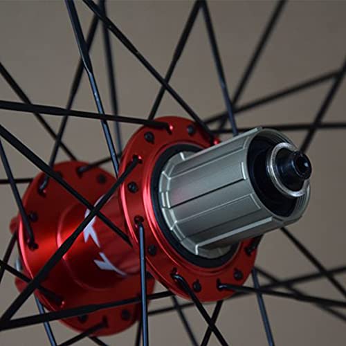 Zatnec Juego de ruedas para bicicleta de montaña 26/27.5/29 pulgadas, freno de disco para llanta de bicicleta MTB 7-11 Speed Card Hub Rodamiento sellado 32H, rojo (tamaño: 26 pulgadas)