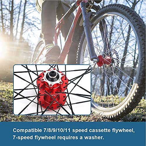 Zatnec MTB bicicleta rueda llanta 26"/27.5"/29" para bicicleta de montaña aleación de aluminio freno de disco de liberación rápida 7 8 9 10 11 velocidad 32H rojo (tamaño: 27.5 pulgadas)