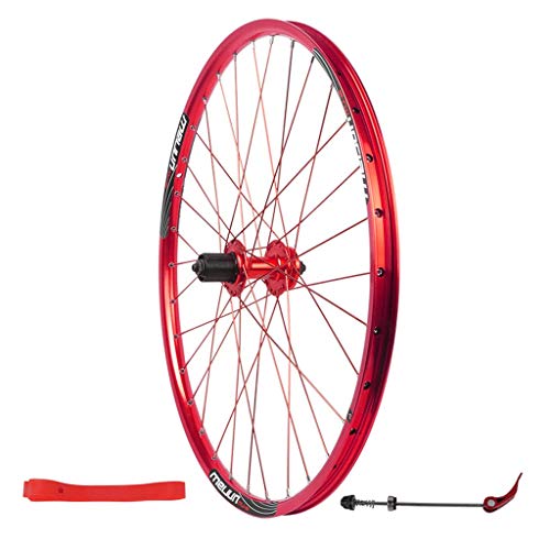 Zatnec Rueda trasera de bicicleta de montaña de 26 pulgadas, doble pared MTB llanta de liberación rápida V-Brake híbrido/bicicleta de montaña disco de 32 agujeros 7 8 9 10 velocidades (color rojo)