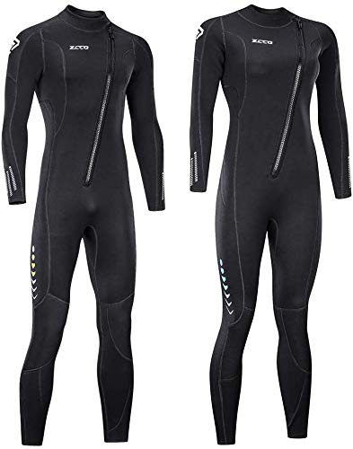 ZCCO Traje de Neopreno Ultra elástico de 3 mm con Cremallera Frontal, Traje de Buceo Completo, una Pieza para Hombres y Mujeres, esnórquel, Buceo, natación, Surf (Hombre Large