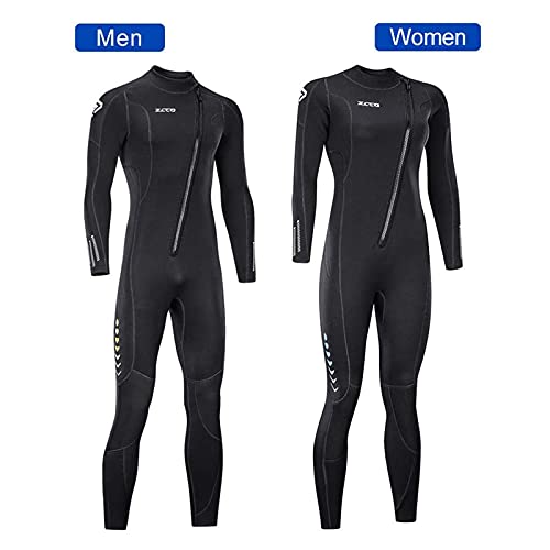 ZCCO Traje de Neopreno Ultra elástico de 3 mm con Cremallera Frontal, Traje de Buceo Completo, una Pieza para Hombres y Mujeres, esnórquel, Buceo, natación, Surf(Mujer Mediano)