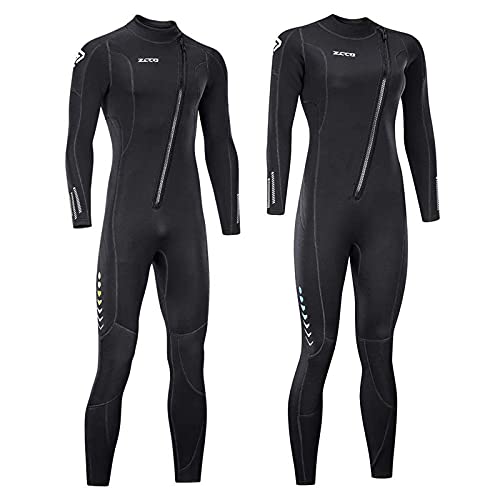 ZCCO Traje de Neopreno Ultra elástico de 3 mm con Cremallera Frontal, Traje de Buceo Completo, una Pieza para Hombres y Mujeres, esnórquel, Buceo, natación, Surf(Mujer Mediano)