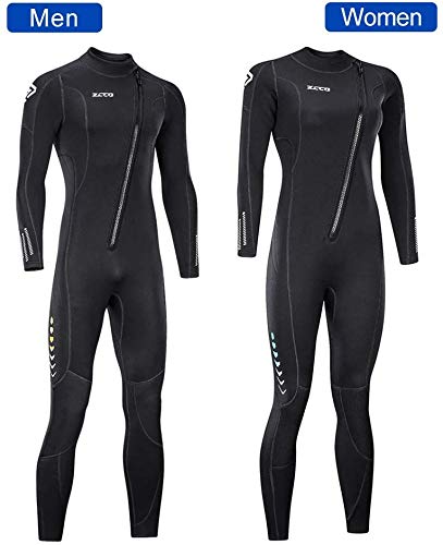 ZCCO Traje de Neopreno Ultra elástico de 3 mm con Cremallera Frontal, Traje de Buceo Completo, una Pieza para Hombres y Mujeres, esnórquel, Buceo, natación, Surf (Hombre Large