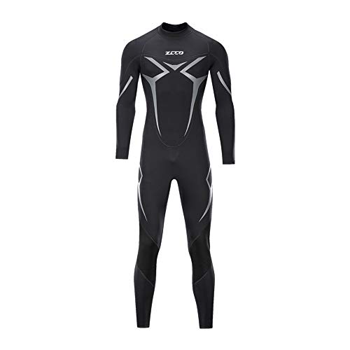 ZCCO Wetsuits - Traje de neopreno para hombre, 3 mm, manga completa, para pesca submarina, esnórquel, surf, canoa, buceo, trajes húmedos (negro, S)