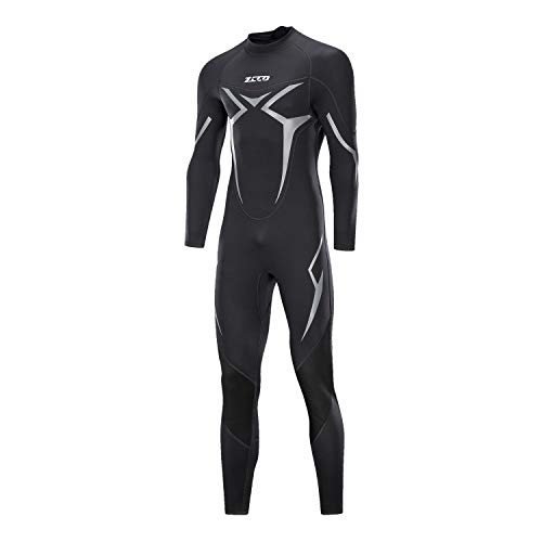 ZCCO Wetsuits - Traje de neopreno para hombre, 3 mm, manga completa, para pesca submarina, esnórquel, surf, canoa, buceo, trajes húmedos (negro, S)