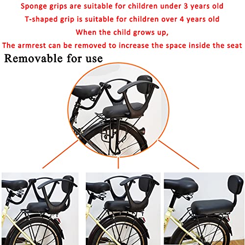 ZCVB Silla Bicicleta Nino Trasera Portaequipajes para MTB Asiento De Seguridad para Bebé con Reposabrazos Pedales Cinturón De Seguridad Ajustable Y Desmontable para Niños De 2 A 10 Años,A