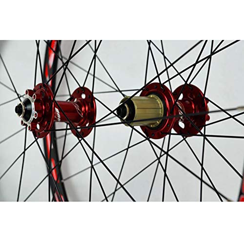 ZCXBHD 700C Bicicleta Carretera Juego De Ruedas Ciclocross Freno Disco Rueda V/C Freno Pared Doble Borde Liberación Rápida 7/8/9/10/11 Velocidad Volante 1700g (Color : Red)