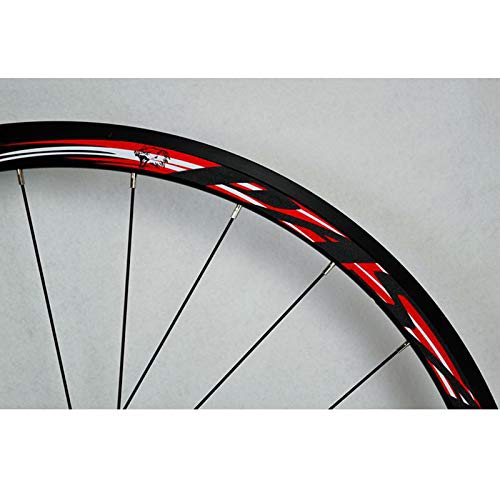 ZCXBHD 700C Bicicleta Carretera Juego De Ruedas Ciclocross Freno Disco Rueda V/C Freno Pared Doble Borde Liberación Rápida 7/8/9/10/11 Velocidad Volante 1700g (Color : Red)