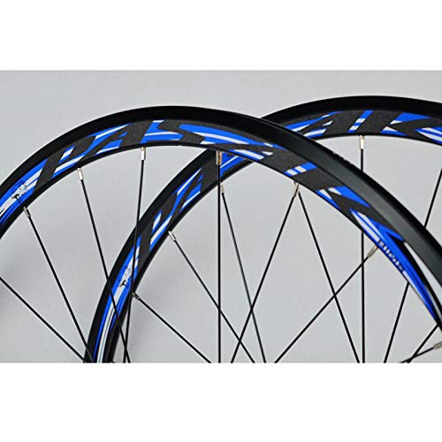 ZCXBHD 700C Freno Disco Bicicleta Carretera Juego De Ruedas Ciclocross 30mm Aleación Ruedas Dto V/C Freno Liberación Rápida 7/8/9/10/11 Velocidad 24 Hoyos 1700g (Color : Blue)
