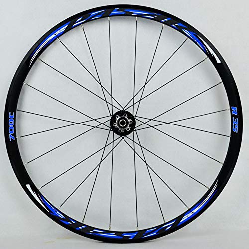 ZCXBHD 700C Freno Disco Bicicleta Carretera Juego De Ruedas Ciclocross 30mm Aleación Ruedas Dto V/C Freno Liberación Rápida 7/8/9/10/11 Velocidad 24 Hoyos 1700g (Color : Blue)