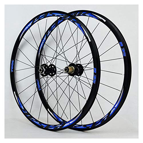 ZCXBHD 700C Freno Disco Bicicleta Carretera Juego De Ruedas Ciclocross 30mm Aleación Ruedas Dto V/C Freno Liberación Rápida 7/8/9/10/11 Velocidad 24 Hoyos 1700g (Color : Blue)