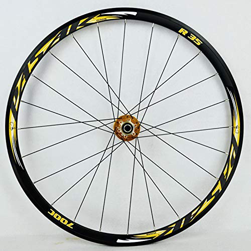 ZCXBHD 700C Freno Disco Bicicleta Carretera Juego De Ruedas Ciclocross Pared Doble 30mm Aleación Ruedas V/C Freno Liberación Rápida 7/8/9/10/11 Velocidad 1700g (Color : Yellow)