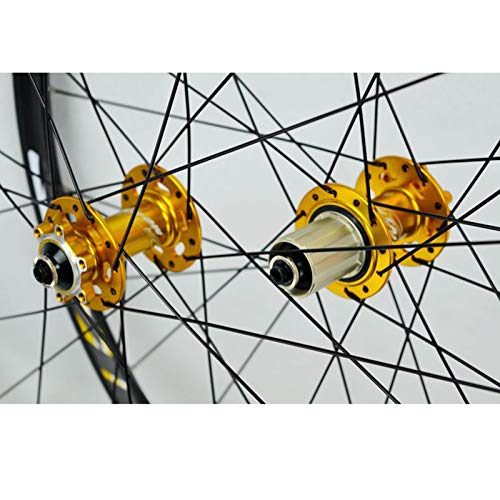 ZCXBHD 700C Freno Disco Bicicleta Carretera Juego De Ruedas Ciclocross Pared Doble 30mm Aleación Ruedas V/C Freno Liberación Rápida 7/8/9/10/11 Velocidad 1700g (Color : Yellow)