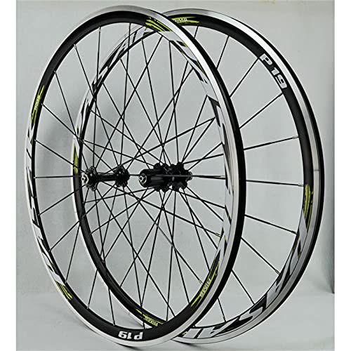 ZCXBHD Bicicleta Carretera Ruedas 700C Wheelset 30mm Llantas Aluminio C/V- Freno de Disco de Freno Lanzamiento Rápido 7 8 9 10 11 12 Velocidades (Color : Green)