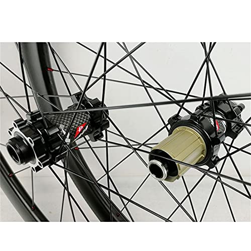 ZCXBHD Bicicleta Carretera Ruedas 700C Wheelset Carbono Llanta Bicicleta Carretera Freno Eje Pasante Freno V Freno de Disco para 7-8-9-10-11-12volante Casete Velocidad (Color : Red)