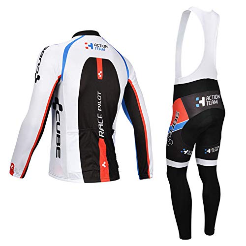 ZDFLC Invierno Conjunto Ropa Ciclismo para Hombre, Térmico Maillot Ciclismo Manga Larga con pantalón Largo para MTB