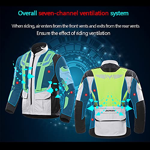 ZDSKSH Cuatro Estaciones Chaqueta De Moto Hombre Motocicleta Armadura De Equipo De Protección, Textil Impermeable, Reflexión De Alto Brillo