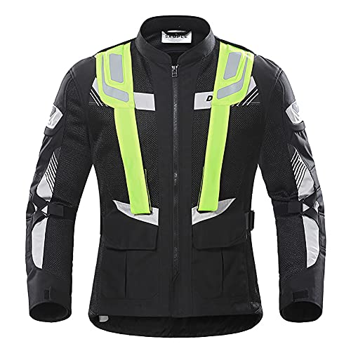 ZDSKSH Cuatro Estaciones Chaqueta De Moto Hombre Motocicleta Armadura De Equipo De Protección, Textil Impermeable, Reflexión De Alto Brillo