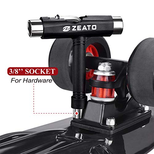 Zeato All-in-One Skate Tools Multi-Function Portable Skateboard T Tool Accessory with T-Type Allen Key and L-Type Phillips Head Wrench Screwdriver - Black…