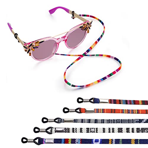 Zeayebsr Cadena de Gafas,Cordones para Gafas Correa Cuerda Gafas de Sol Étnico Cadena de Gafas Lectura Retenedor Estampado Étnico de Gafas Mujer Hombre Niños Accesorios para Gafas Universales(5 Pcs)