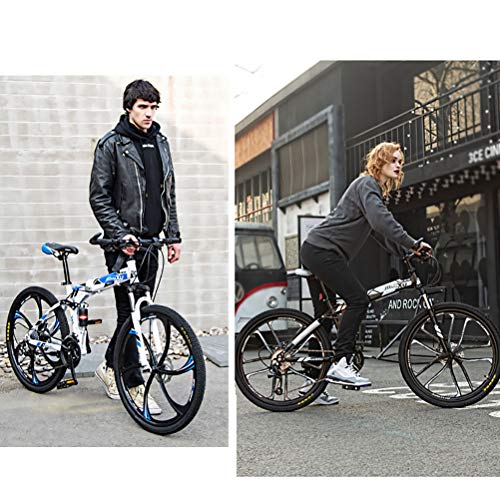 ZEIYUQI Bicicleta Plegable Adulto Rueda De 26 Pulgadas Los Frenos De Disco Dobles Son Más Seguros De Manejar Adecuado para Viajes Cortos,Azul,27 * 26"*10