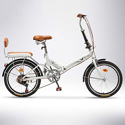 ZEIYUQI Bicicletas 20 Pulgadas Ligero Bicicleta Plegable De Velocidad Variable Adulto Montar Al Aire Libre para Niños,Blanco,Variable Speed A