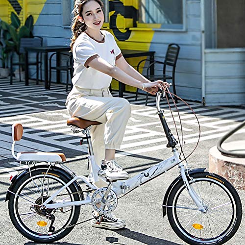 ZEIYUQI Bicicletas 20 Pulgadas Ligero Bicicleta Plegable De Velocidad Variable Adulto Montar Al Aire Libre para Niños,Blanco,Variable Speed A