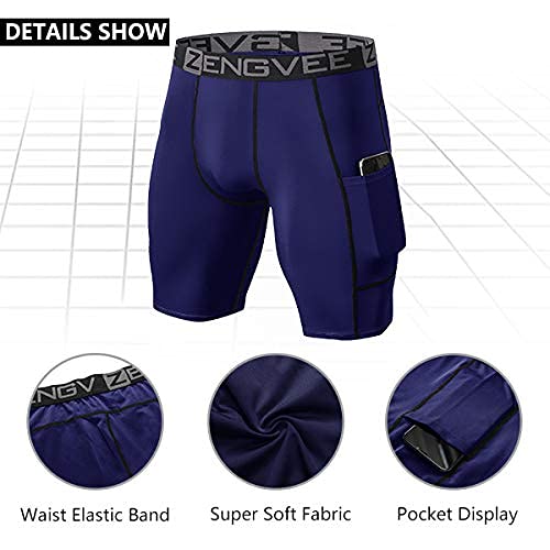 ZENGVEE 3 Piezas Mallas Running Hombre de Secado Rápido para Pantalon Deporte Hombre para Gym, Yoga, Running(Gray Black Navy-M)