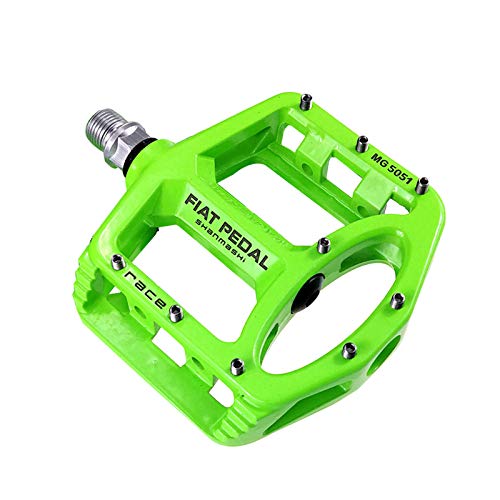 Zeroall Ultraligero Pedales de Bicicleta 9/16" Aleación de Magnesio Pedales Bicicleta Montaña con Superficie Antideslizante, Plataforma Pedales para Bicicleta de Carretera Ciudad MTB(Verde)