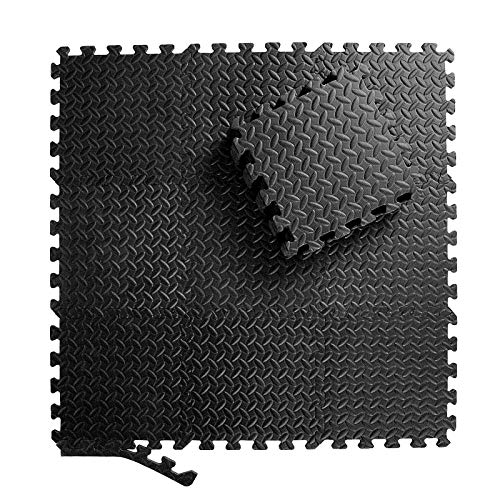 ZERRO Esterilla Puzzle para Suelos de Gimnasio y Fitness 30x30x1cm Suelo de Gimnasio de Goma Espuma EVA,18pcs, Color:Negro