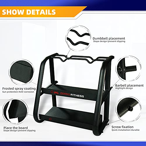 ZERRO Soporte Mancuernas Almacenamiento de Mancuernas Discos y Pesa Rusas Soporte para Kettlebell Carga máxima 400 KG, Color:DHTAL008A0000000
