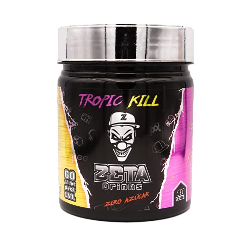 ZETA DRINKS Bebida Energética para gamers en polvo TUBO TROPIC KILL Energía para Esports Y Creadores 400g 40 Bebidas