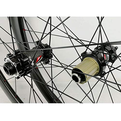 ZFF 700C Freno De Disco Ciclocross Bicicleta De Carretera Juego De Ruedas Fibra De Carbon Abierto Borde Gordo Rueda 7 8 9 10 11 12 Velocidad Eje Pasante (Color : Black, Size : 50MM)