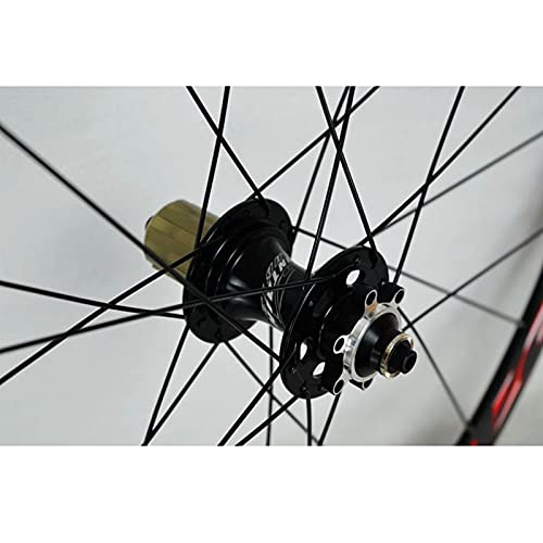 ZFF 700C Juego De Ruedas Carretera Camino De Ciclocross Freno De Disco Rueda Freno V/C Pared Doble Liberación Rápida 7 8 9 10 11 Velocidad Rueda Libre 24 Hoyos 1700g (Color : Red 2)