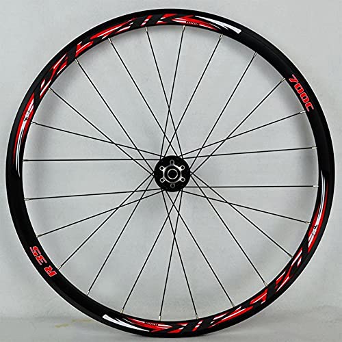 ZFF 700C Juego De Ruedas Carretera Camino De Ciclocross Freno De Disco Rueda Freno V/C Pared Doble Liberación Rápida 7 8 9 10 11 Velocidad Rueda Libre 24 Hoyos 1700g (Color : Red 2)