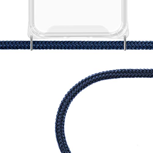 ZhinkArts Cadena para teléfono móvil compatible con Apple iPhone 13 – 6,1 pulgadas pantalla – Smartphone Necklace funda con banda – Cordón con funda para colgar en azul