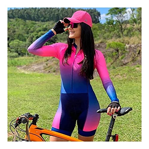 Zhongchuang Maillot Ciclismo Transpirable elástico Mujeres triatlón traje de manga larga traje traje de ciclismo Sudadera Mono Ropa de ciclismo (Color : B, Size : XS)