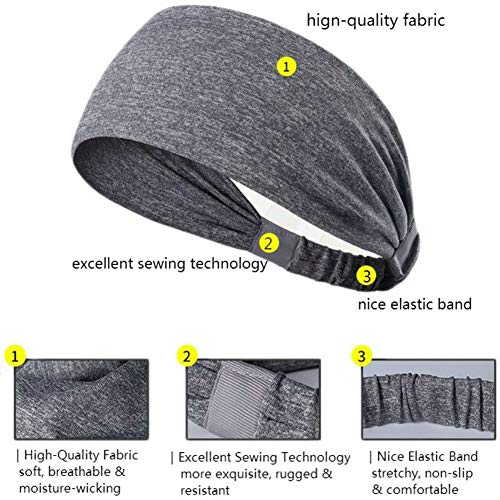 ZHOUZHOU 3 Piezas Diademas Deportiva Antideslizante Cintas de Pelo,elásticas Diadema Deportiva,Diadema Sudor para Mujeres y Hombres,Cinta Deportiva para Yoga,Running,Gimnasio,Tenis, Ciclismo