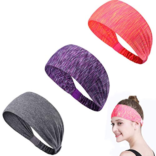 ZHOUZHOU 3 Piezas Diademas Deportiva Antideslizante Cintas de Pelo,elásticas Diadema Deportiva,Diadema Sudor para Mujeres y Hombres,Cinta Deportiva para Yoga,Running,Gimnasio,Tenis, Ciclismo