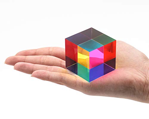 ZhuoChiMall Cubo de Mezcla de Colores CMY, Prisma de Cubo acrílico de 40 mm (1,57 Pulgadas), Cubo CMY para decoración del hogar u Oficina, Juguetes Stem / Steam, Cubo de Aprendizaje de Ciencias