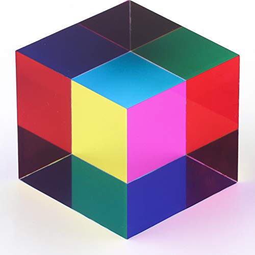 ZhuoChiMall Cubo de Mezcla de Colores CMY, Prisma de Cubo acrílico de 40 mm (1,57 Pulgadas), Cubo CMY para decoración del hogar u Oficina, Juguetes Stem / Steam, Cubo de Aprendizaje de Ciencias