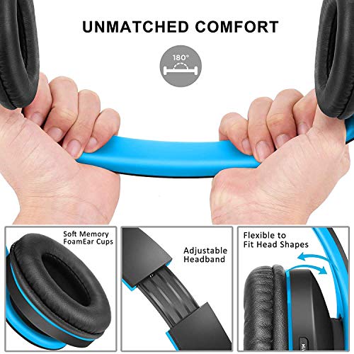 Zihnic Auriculares Bluetooth Inalambricos, Cableados con Micrófono Plegables Estéreo Cascos Inalambricos Bajos Profundos para TV/PC/Teléfonos Celulares, Diadema con Orejeras Confortables …